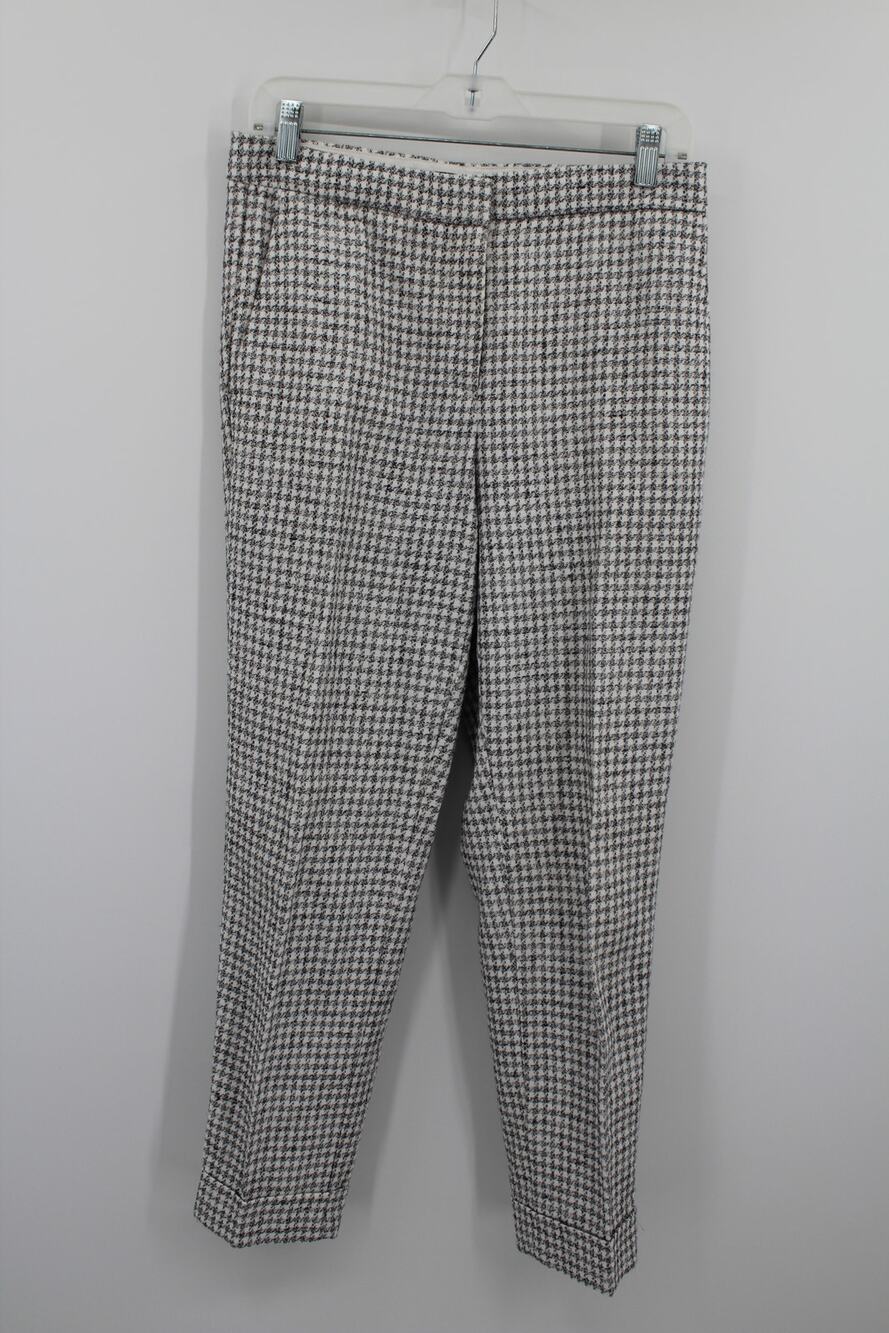Ann taylor Trousers Pants Ankle Cuff Houndstooth Tweed White Black size 2
